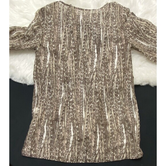 Tahari Sz XS Silk/Cotton Blend Semi Sheer Ruffle Front Roll Tab Sleeve Top - Picture 4 of 4